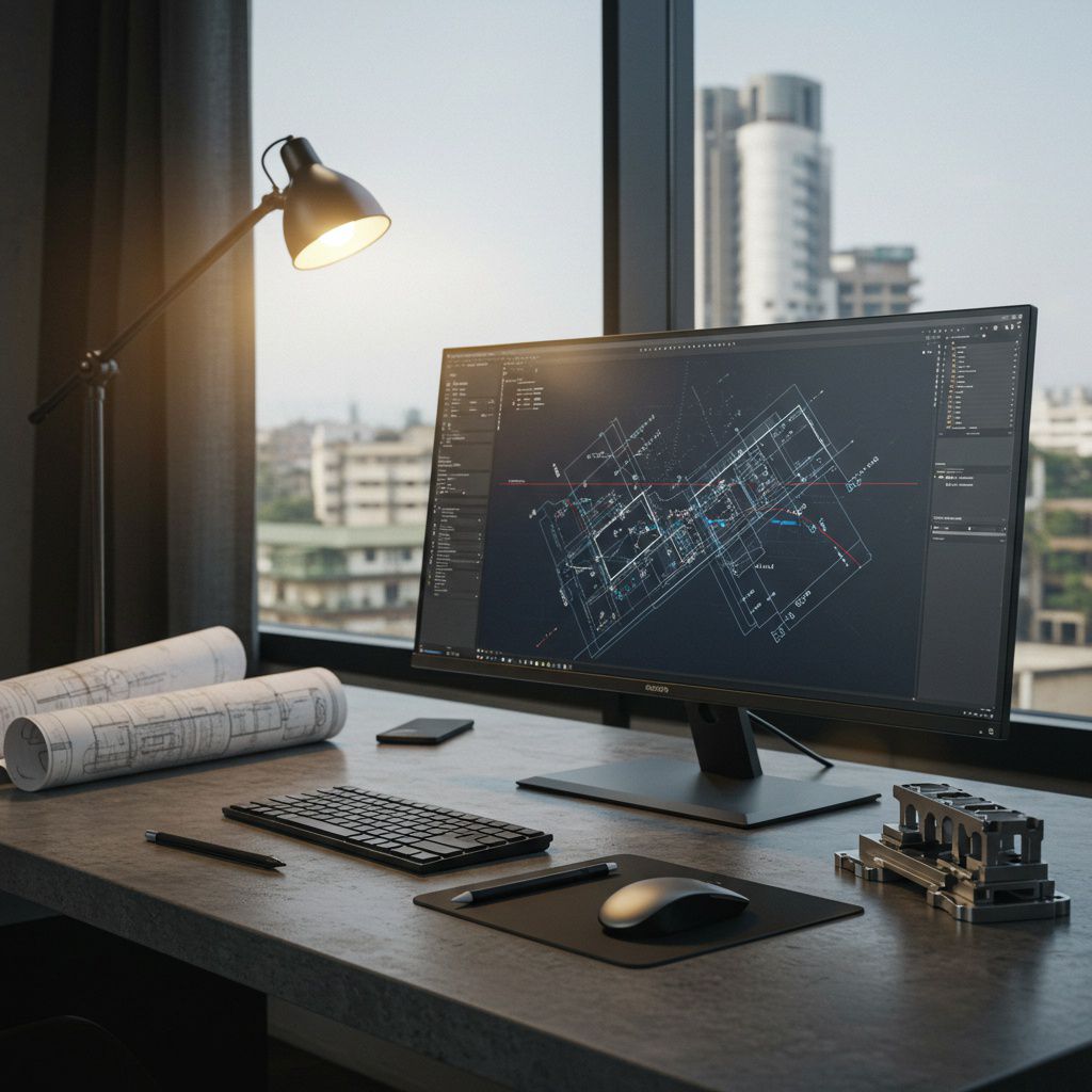 Quantity surveyor reviewing construction blueprints on a site in Nairobi, Kenya.
