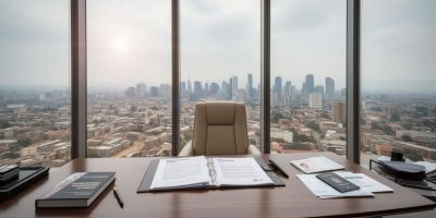 Lawyer notarizing an affidavit for a client in Kenya