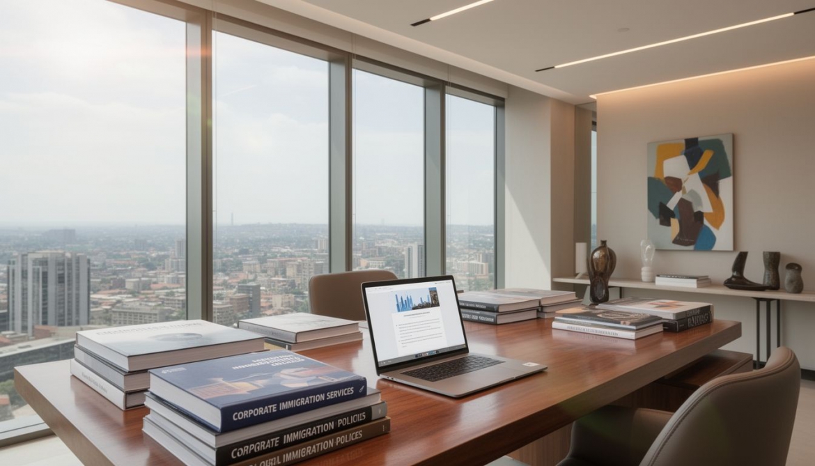 Business professionals working globally with corporate immigration services