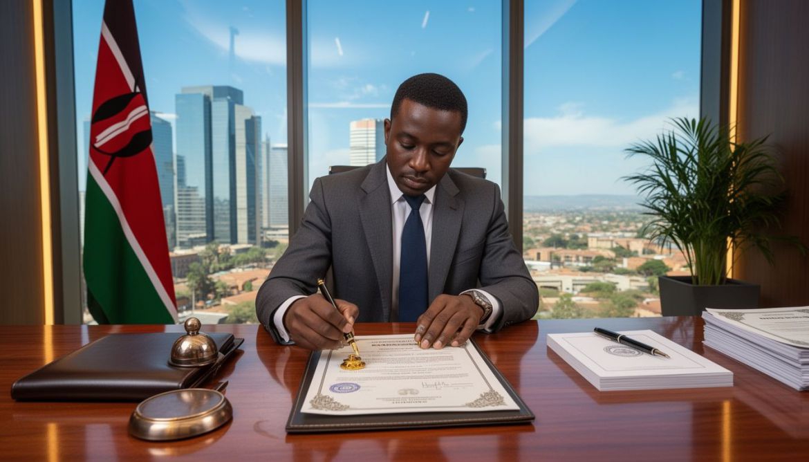 Kenyan woman holding authenticated official documents for international travel