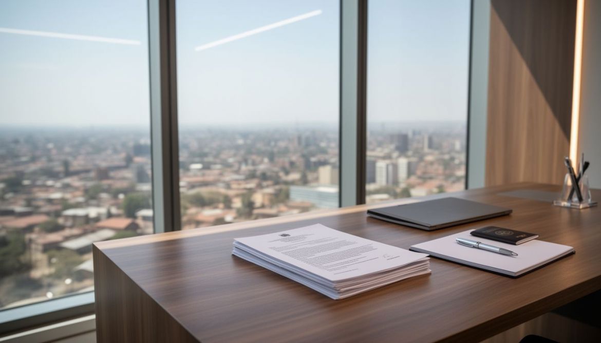 Professional stamping official documents for international embassy submission