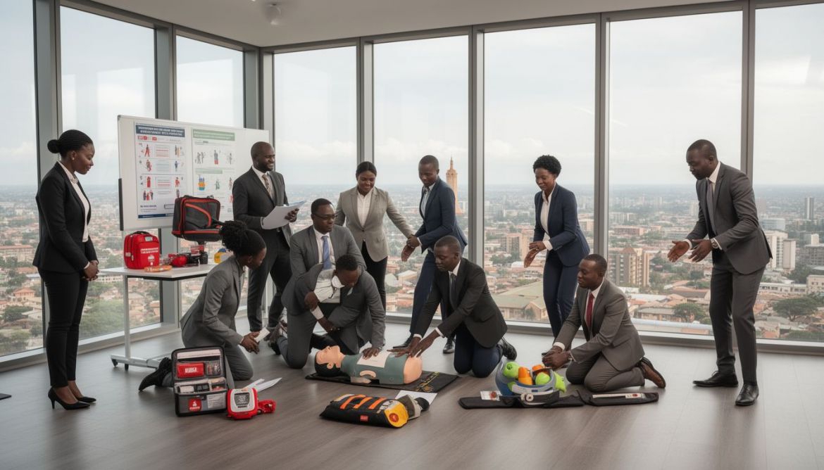 Group of professionals attending a Health & Safety Training session.
