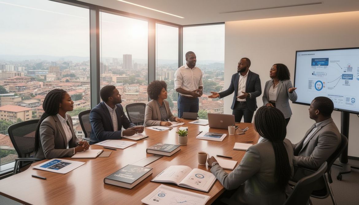 Group of professionals in a leadership development training session in Kenya