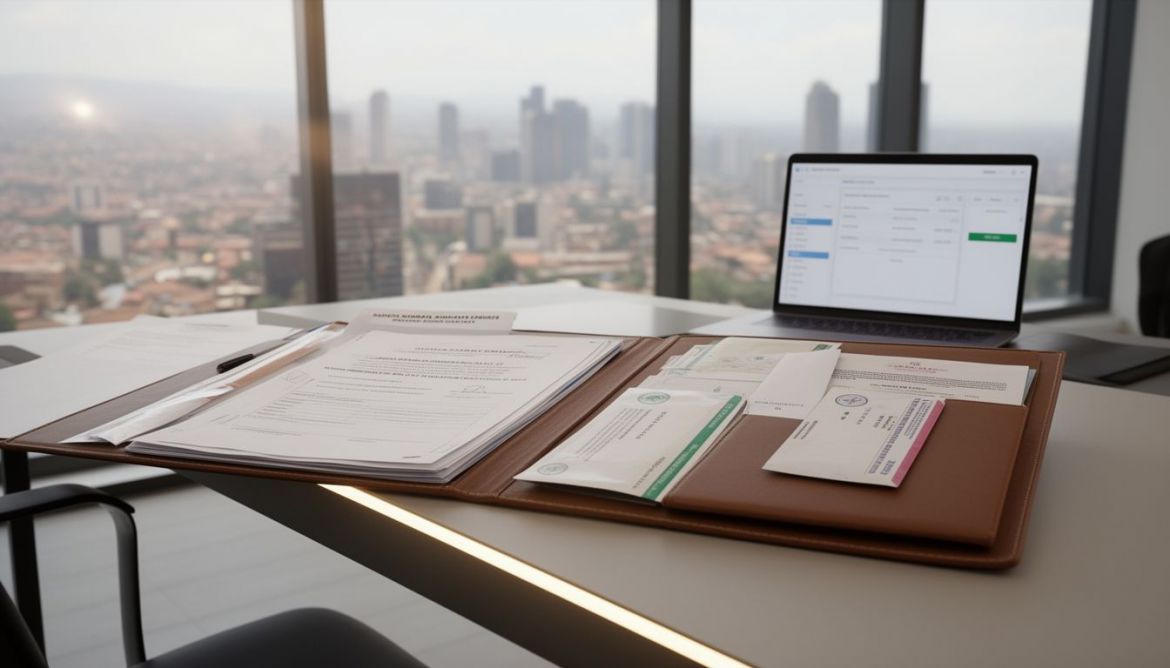 Professional organizing medical documents for international travel