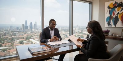 A diverse group of professionals collaborating in a modern office space, symbolizing global career opportunities and permanen