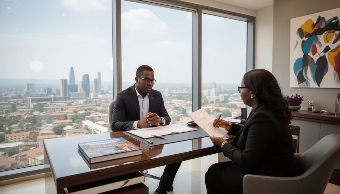 A diverse group of professionals collaborating in a modern office space, symbolizing global career opportunities and permanen